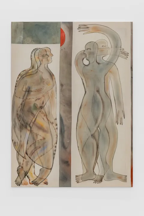 VARIOUS OTHERS – Contemporary Art Munich - Anousha Payne, in deeper empathy (becoming moth), 2025, chalk pastel, wax, watercolour and gel medium on stretched cotton, 170 x 125 cm, Courtesy of Anousha Payne and Sperling, Munich, photo: Nicola Morittu